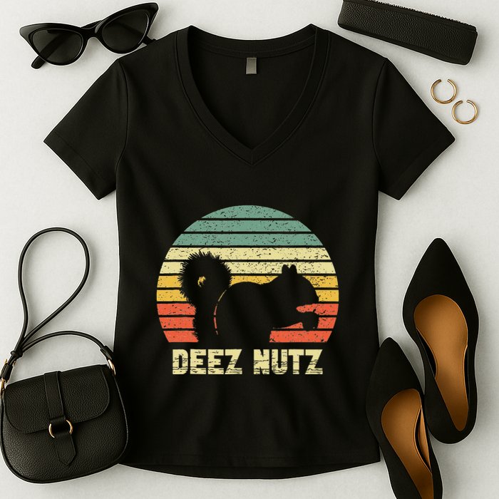 Deez Nuts Nutcracker Squirrel Deez Nutz Deezs Nut Women's V-Neck T-Shirt