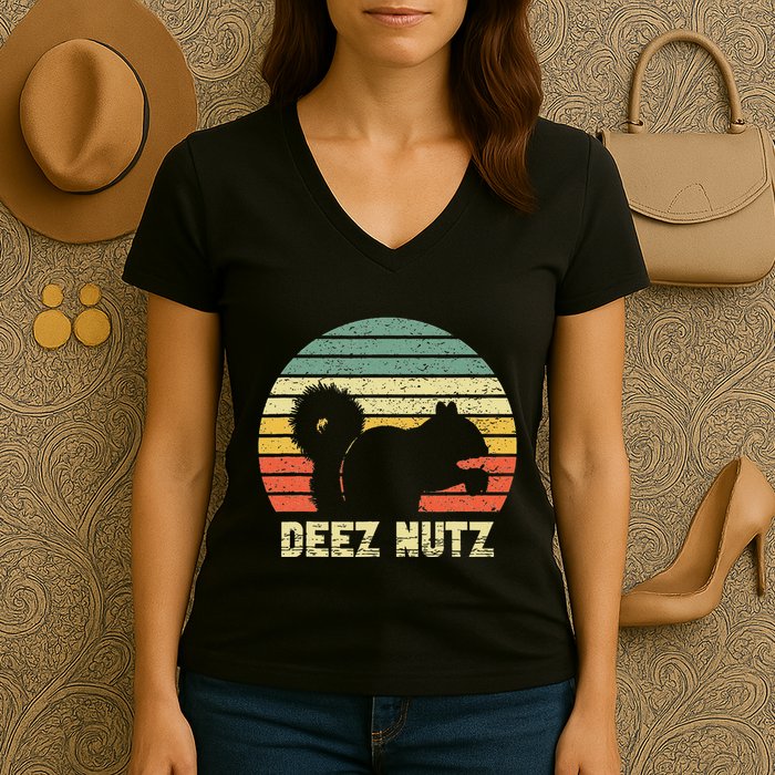 Deez Nuts Nutcracker Squirrel Deez Nutz Deezs Nut Women's V-Neck T-Shirt
