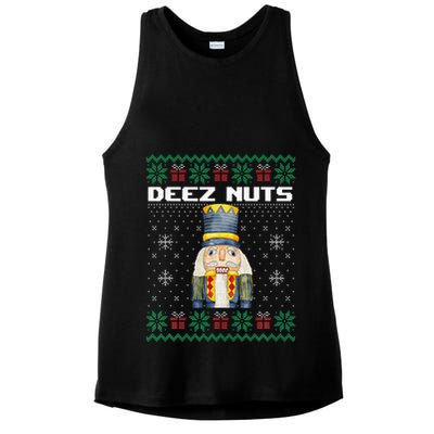 Deez Nuts Nutcracker Funny Ugly Christmas Xmas Gifts Ladies PosiCharge Tri-Blend Wicking Tank