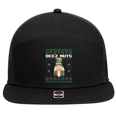 Deez Nuts Nutcracker Funny Ugly Christmas Xmas Gifts 7 Panel Mesh Trucker Snapback Hat