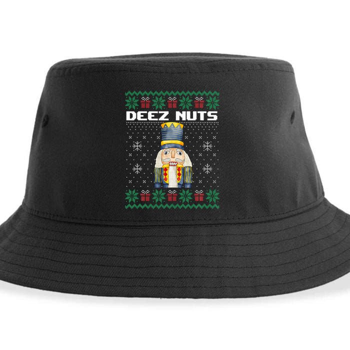 Deez Nuts Nutcracker Funny Ugly Christmas Xmas Gifts Sustainable Bucket Hat