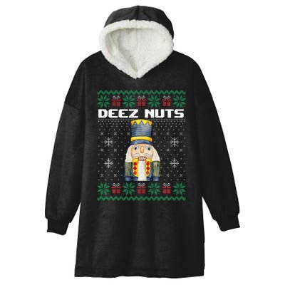 Deez Nuts Nutcracker Funny Ugly Christmas Xmas Gifts Hooded Wearable Blanket