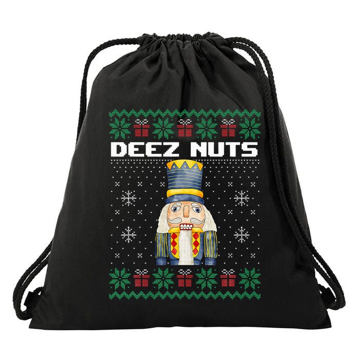 Deez Nuts Nutcracker Funny Ugly Christmas Xmas Gifts Drawstring Bag