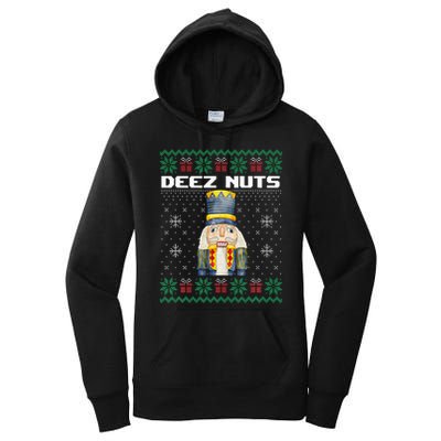 Deez Nuts Nutcracker Funny Ugly Christmas Xmas Gifts Women's Pullover Hoodie