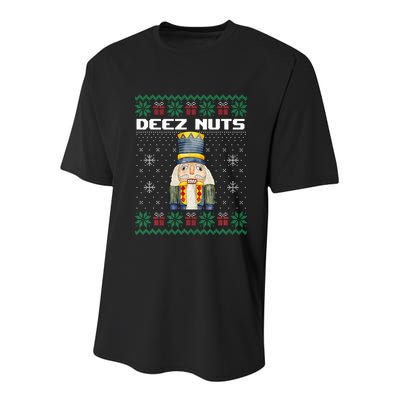 Deez Nuts Nutcracker Funny Ugly Christmas Xmas Gifts Youth Performance Sprint T-Shirt