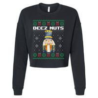 Deez Nuts Nutcracker Funny Ugly Christmas Xmas Gifts Cropped Pullover Crew