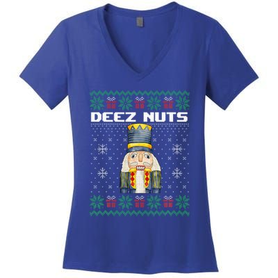 Deez Nuts Nutcracker Funny Ugly Christmas Xmas Gifts Women's V-Neck T-Shirt