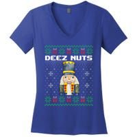 Deez Nuts Nutcracker Funny Ugly Christmas Xmas Gifts Women's V-Neck T-Shirt
