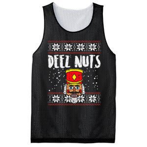 Deez Nuts Nutcracker Funny Ugly Christmas Sweater Mesh Reversible Basketball Jersey Tank