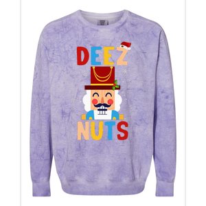 Deez Nuts Nutcracker Santa Xmas Funny Christmas Pjs Colorblast Crewneck Sweatshirt