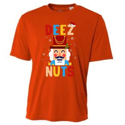 Deez Nuts Nutcracker Santa Xmas Funny Christmas Pjs Cooling Performance Crew T-Shirt