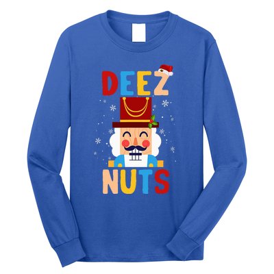 Deez Nuts Nutcracker Santa Xmas Funny Christmas Pjs Long Sleeve Shirt