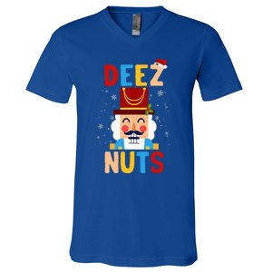 Deez Nuts Nutcracker Santa Xmas Funny Christmas Pjs V-Neck T-Shirt