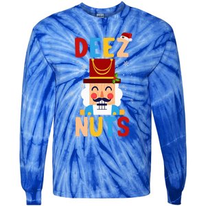 Deez Nuts Nutcracker Santa Xmas Funny Christmas Pjs Tie-Dye Long Sleeve Shirt