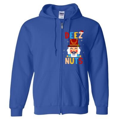 Deez Nuts Nutcracker Santa Xmas Funny Christmas Pjs Full Zip Hoodie