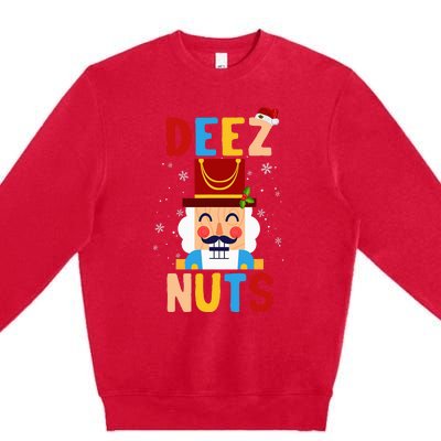 Deez Nuts Nutcracker Santa Xmas Funny Christmas Pjs Premium Crewneck Sweatshirt