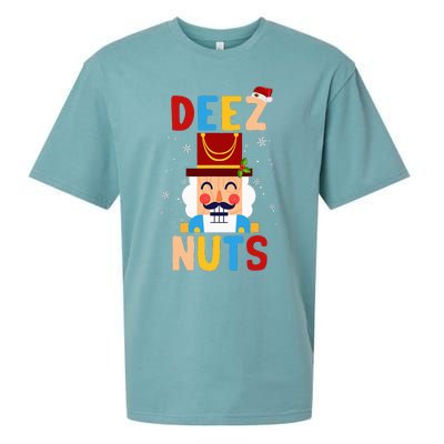 Deez Nuts Nutcracker Santa Xmas Funny Christmas Pjs Sueded Cloud Jersey T-Shirt