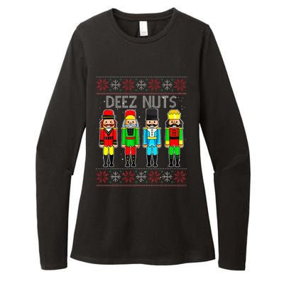 Deez Nuts Nutcracker Ugly Christmas Sweater Funny Xmas Womens CVC Long Sleeve Shirt