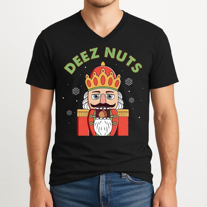 Deez Nuts Nutcracker Nut Christmas Pjs V-Neck T-Shirt
