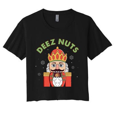 Deez Nuts Nutcracker Nut Christmas Pjs Women's Crop Top Tee