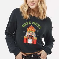 Deez Nuts Nutcracker Nut Christmas Pjs Cropped Pullover Crew