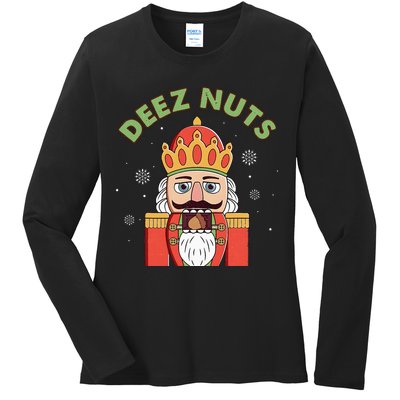 Deez Nuts Nutcracker Nut Christmas Pjs Ladies Long Sleeve Shirt