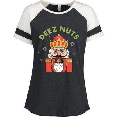 Deez Nuts Nutcracker Nut Christmas Pjs Enza Ladies Jersey Colorblock Tee