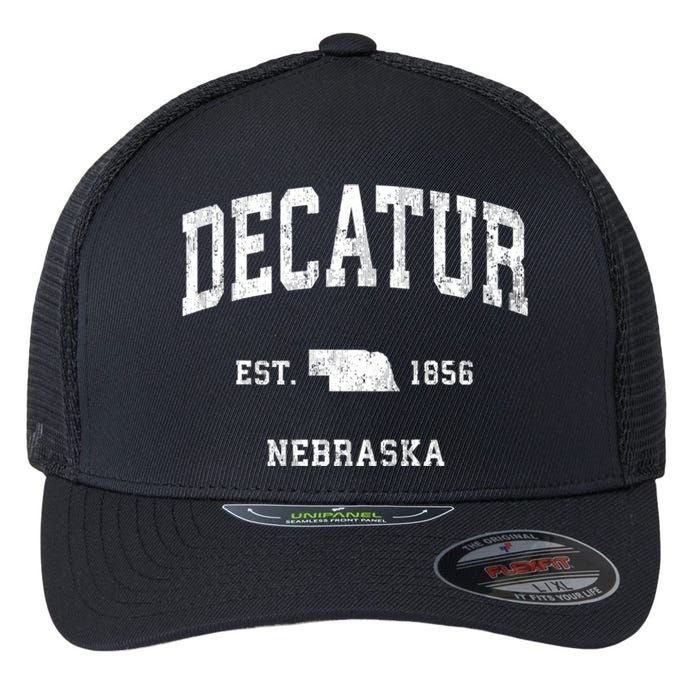 Decatur Nebraska Ne Vintage Athletic Sports Flexfit Unipanel Trucker Cap