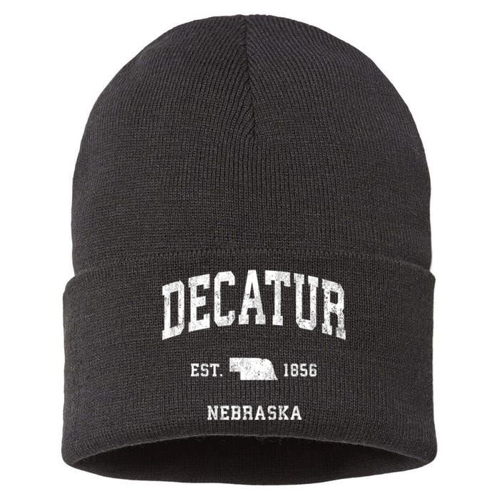 Decatur Nebraska Ne Vintage Athletic Sports Sustainable Knit Beanie