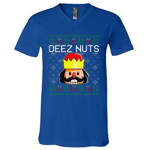 Deez Nuts Nutcracker Ugly Christmas Sweater Meme V-Neck T-Shirt