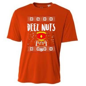 Deez Nuts Nutcracker Funny Ugly Christmas Sweater Meme Gift Cooling Performance Crew T-Shirt