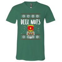 Deez Nuts Nutcracker Funny Ugly Christmas Sweater Meme Gift V-Neck T-Shirt