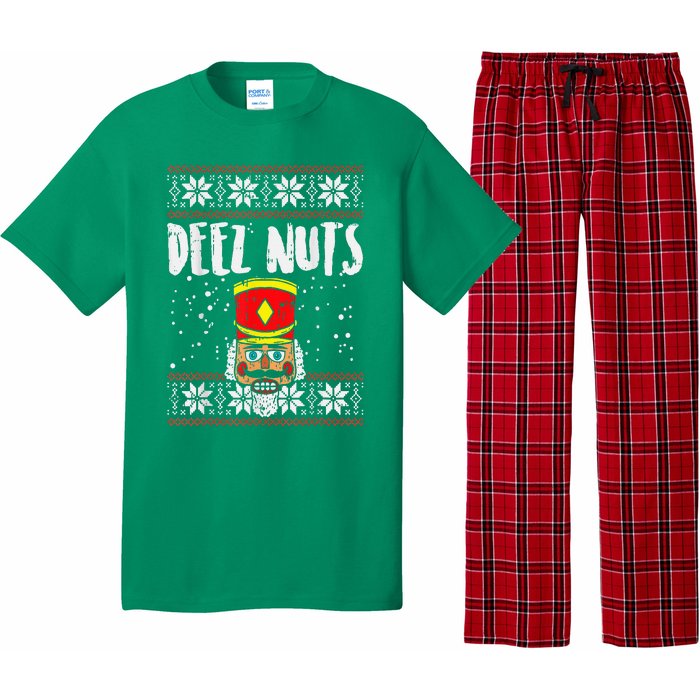 Deez Nuts Nutcracker Funny Ugly Christmas Sweater Meme Gift Pajama Set