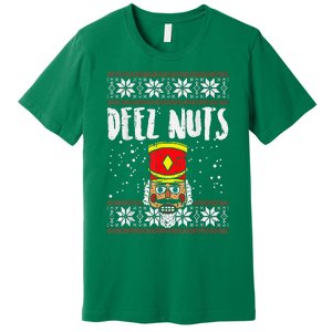 Deez Nuts Nutcracker Funny Ugly Christmas Sweater Meme Gift Premium T-Shirt