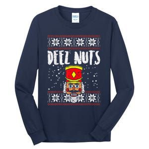 Deez Nuts Nutcracker Funny Ugly Christmas Sweater Meme Gift Tall Long Sleeve T-Shirt