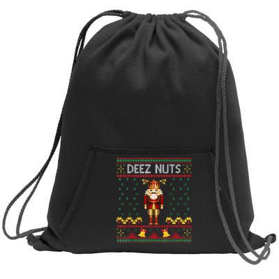 Deez Nuts Nutcracker Ugly Christmas Sweater Sweatshirt Cinch Pack Bag