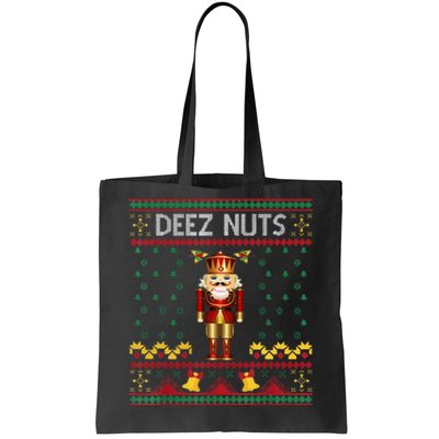 Deez Nuts Nutcracker Ugly Christmas Sweater Tote Bag