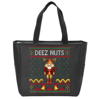 Deez Nuts Nutcracker Ugly Christmas Sweater Zip Tote Bag