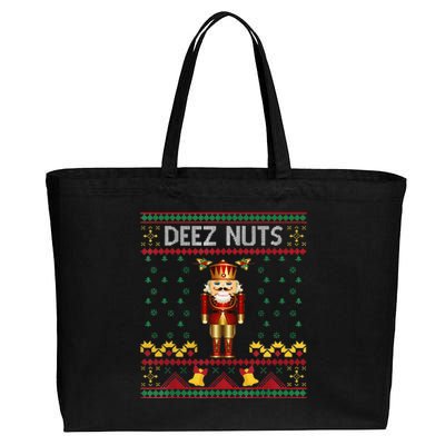 Deez Nuts Nutcracker Ugly Christmas Sweater Cotton Canvas Jumbo Tote