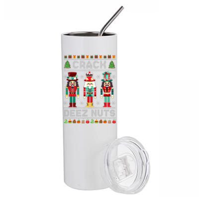 Deez Nuts Nutcracker Funny Ugly Christmas Sweater Xmas  Stainless Steel Tumbler