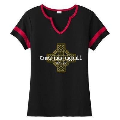 Dun Na Ngall Donegal Ireland Vintage Celtic Cross Ladies Halftime Notch Neck Tee