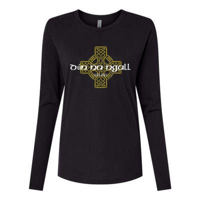 Dun Na Ngall Donegal Ireland Vintage Celtic Cross Womens Cotton Relaxed Long Sleeve T-Shirt