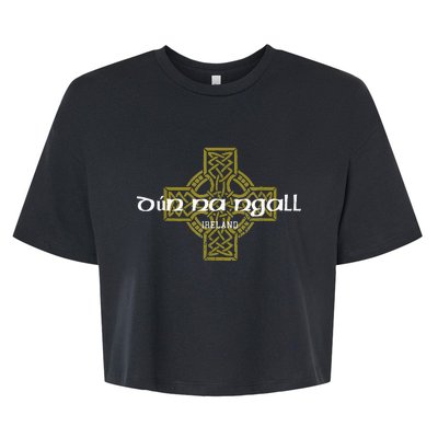 Dun Na Ngall Donegal Ireland Vintage Celtic Cross Bella+Canvas Jersey Crop Tee