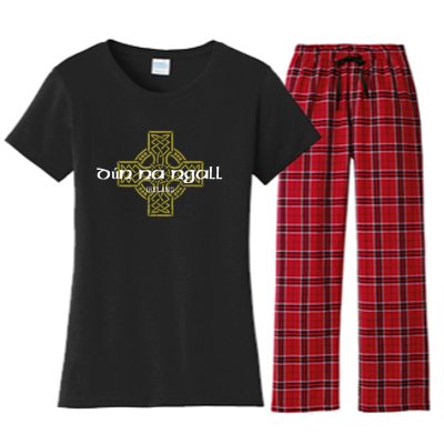 Dun Na Ngall Donegal Ireland Vintage Celtic Cross Women's Flannel Pajama Set