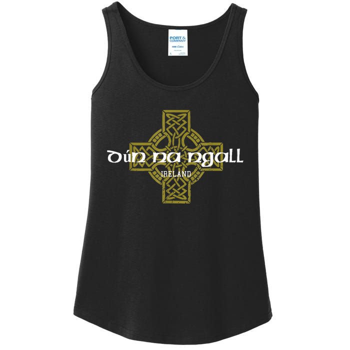 Dun Na Ngall Donegal Ireland Vintage Celtic Cross Ladies Essential Tank