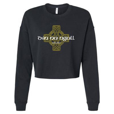 Dun Na Ngall Donegal Ireland Vintage Celtic Cross Cropped Pullover Crew