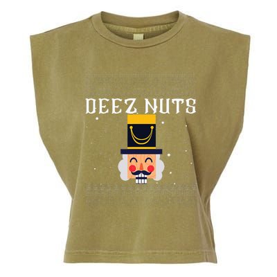 Deez Nuts Nutcracker Ugly Christmas Sweater Garment-Dyed Women's Muscle Tee