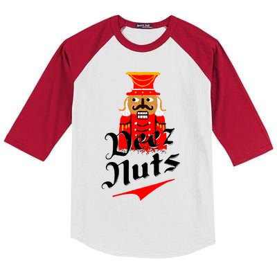 Deez Nuts Nutcracker Shirt Funny Ugly Christmas Xmas Kids Colorblock Raglan Jersey