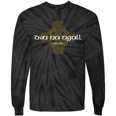 Dun Na Ngall Donegal Ireland Vintage Celtic Cross Tie-Dye Long Sleeve Shirt