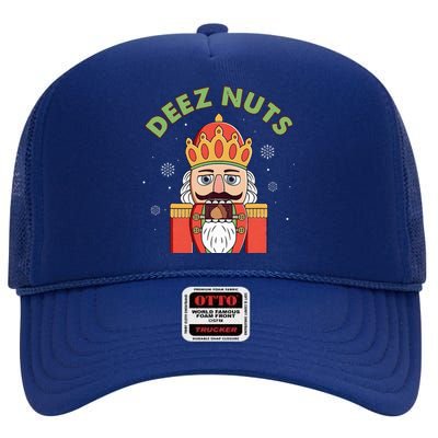 Deez Nuts Nutcracker Nut Funny Christmas Pjs  High Crown Mesh Back Trucker Hat